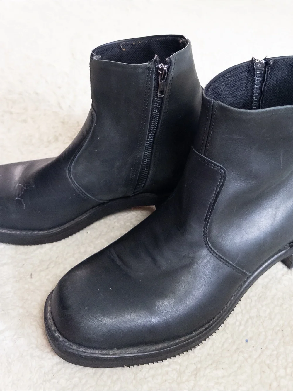 Double H Black Side Zip Biker Boots Oil Resistant Soles Size 11.5D